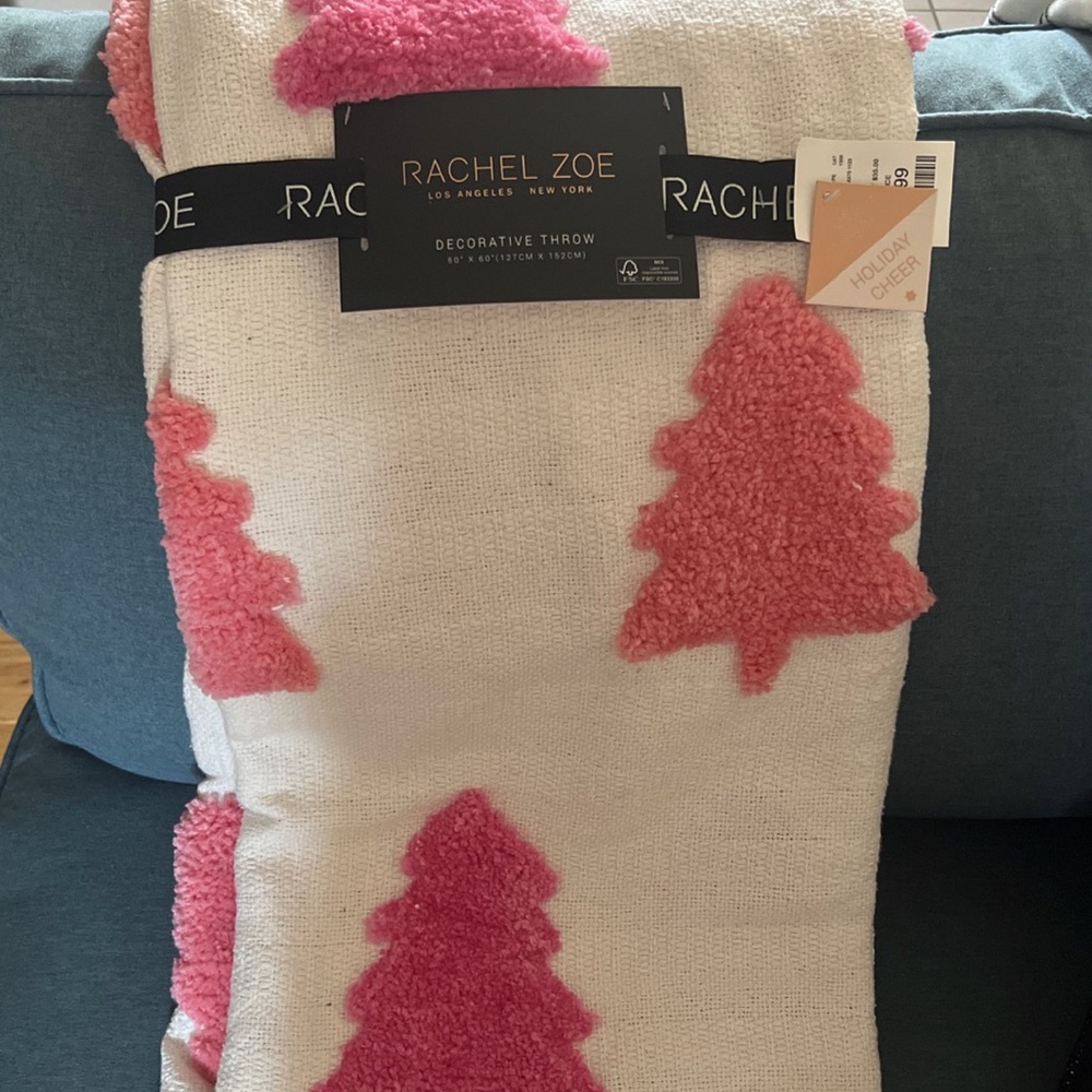 Rachel Zoe Pink Christmas Tree Blanket